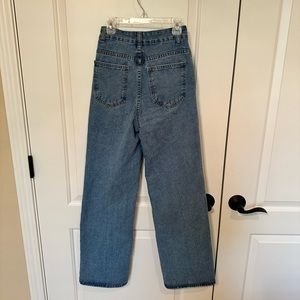 Solid Baggy High Waist Jeans. Color Blue. Size XXS